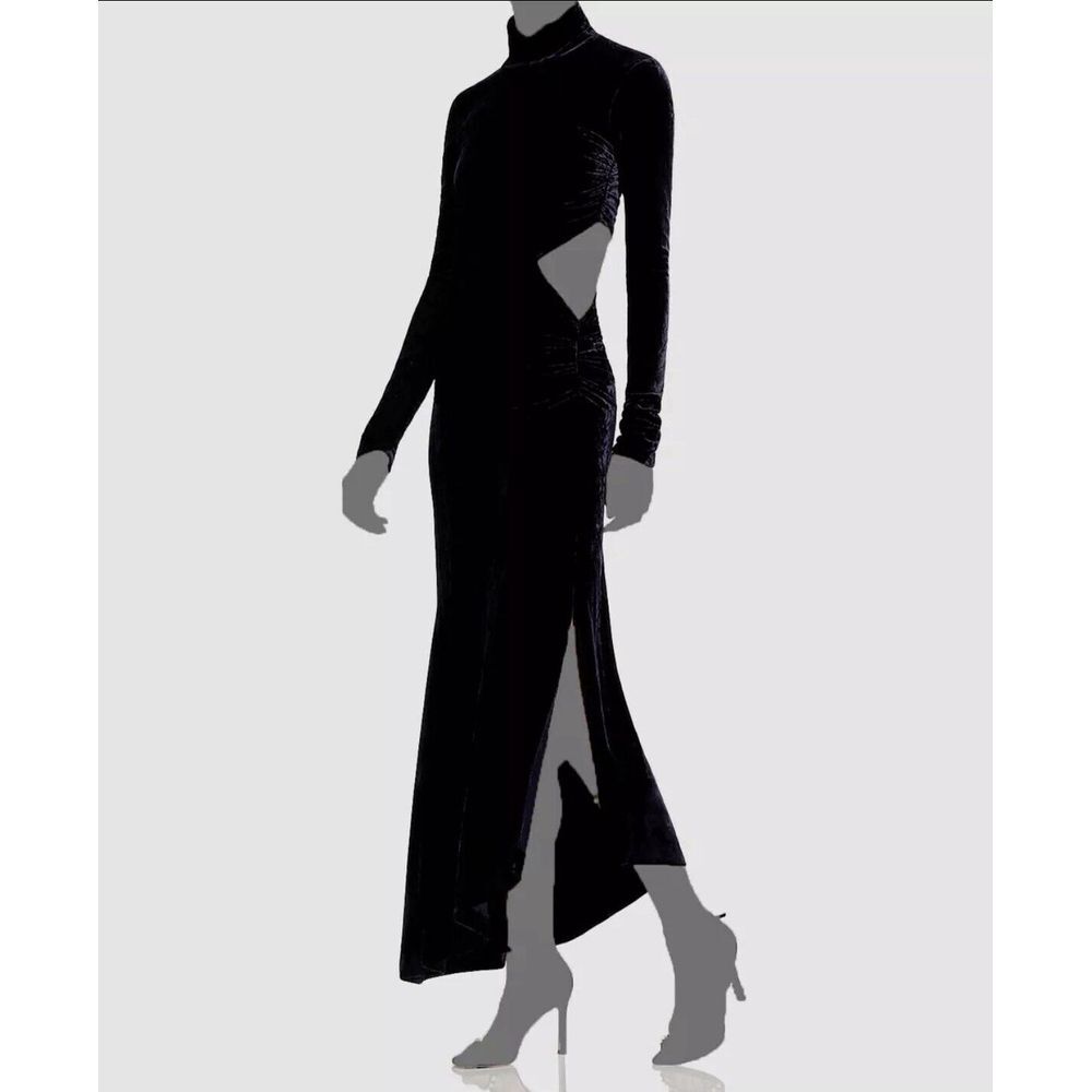 $695 A.L.C. Dress Black Velvet Cutout Turtleneck Katherine Maxi Size 8